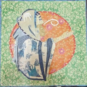 Artisan handcrafted Praying to God original art collage. Fits 12x12 frame.
